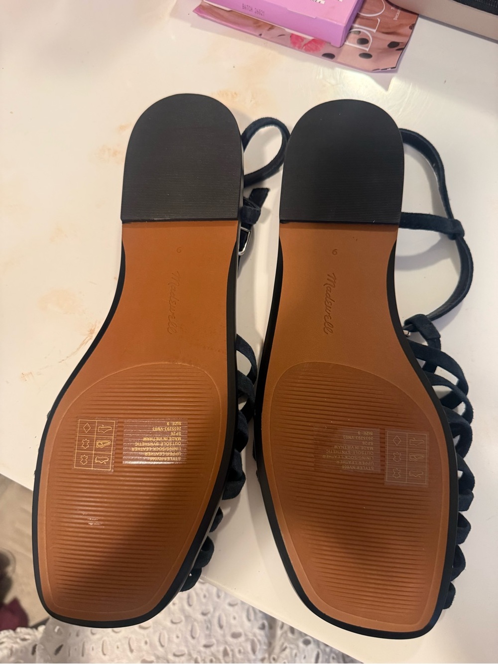Madewell Navy Suede Strappy Flat Sandals - Picture 4 of 4